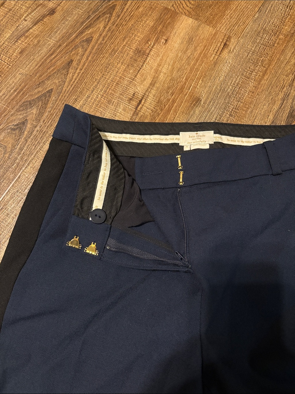 kate spade Navy Dress Pants with Black Side Stripe - Picture 4 of 7